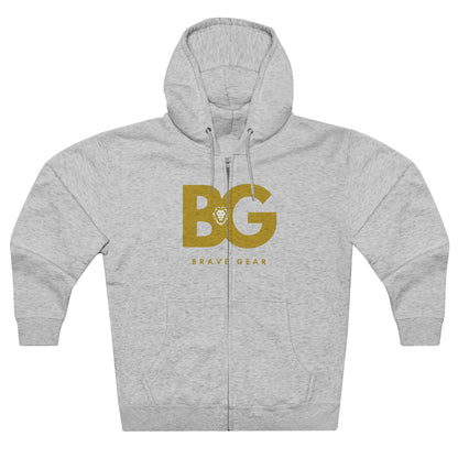 BG gold logo Premium Full Zip Hoodie