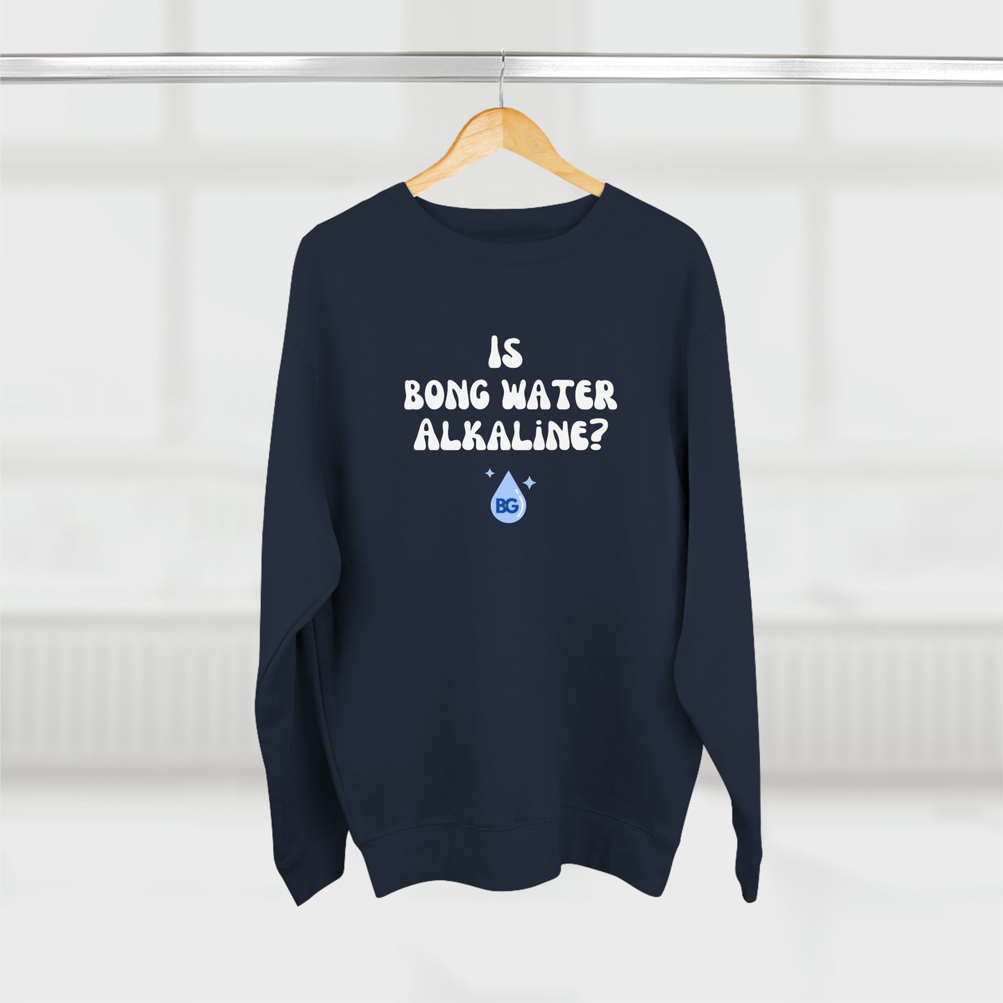 BG "Is bong water alkaline?" Premium Crewneck Sweatshirt
